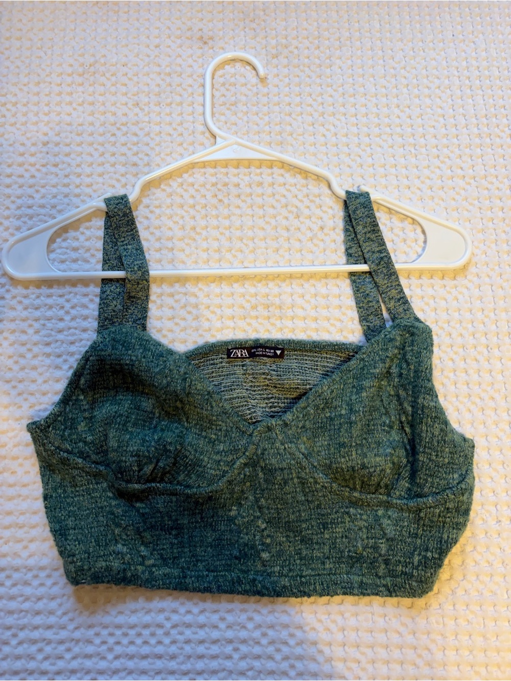 ZARA Green Marled Knit Crop Top